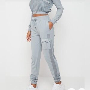 Manière de Voir Grey drawstring waist side pocket silky jogger style pants 8